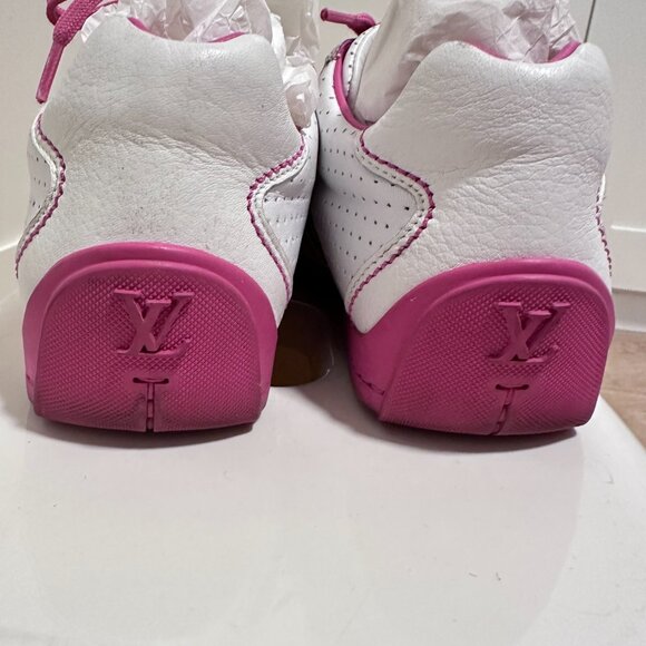 Authentic Louis Vuitton kids leather shoes sneakers white x pink - Picture 3 of 6